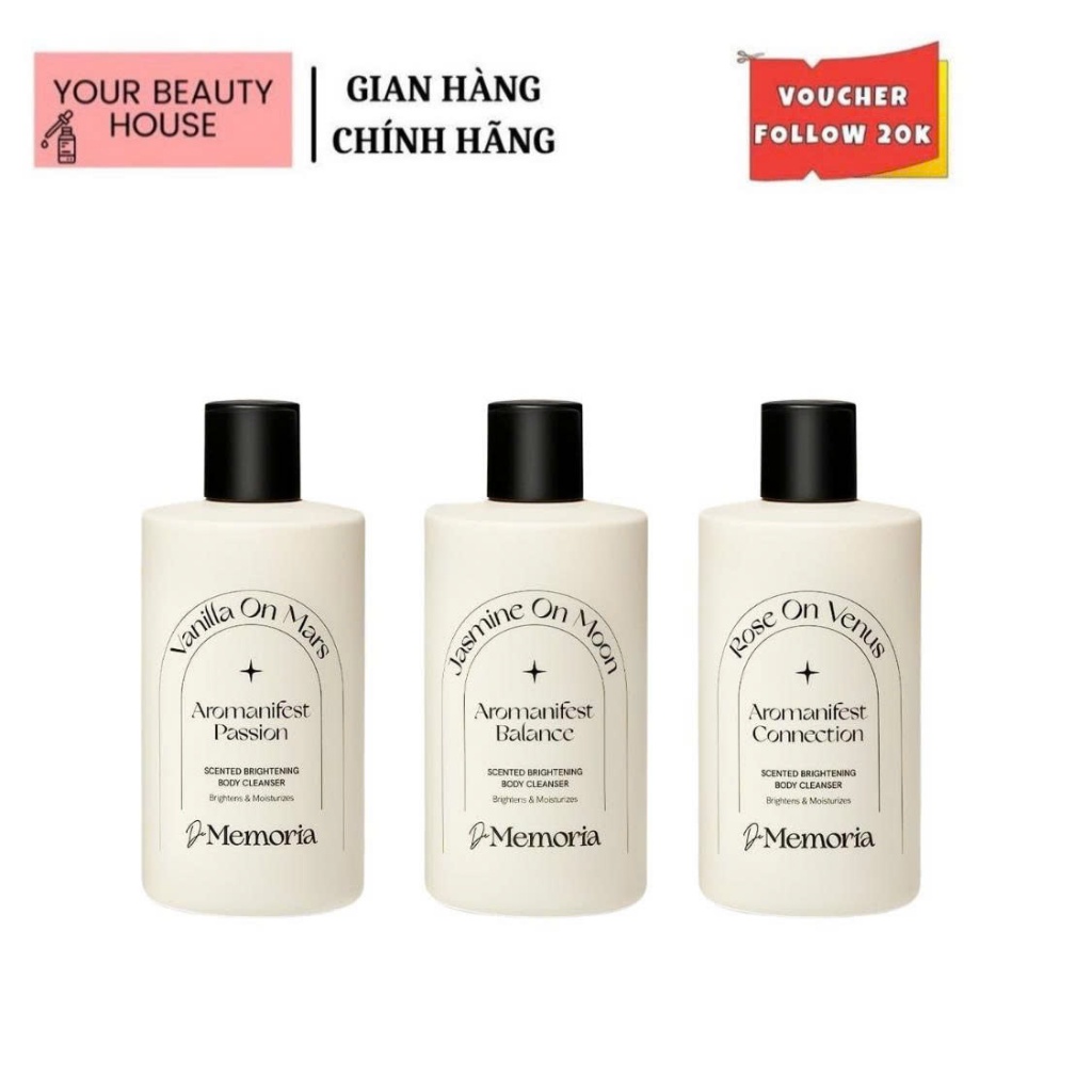 [De Memoria] Sữa Tắm Trắng Da De Memoria B​ody Cleanser 300ml – Làm Mịn Da, Lưu Hương Nhẹ Nhàng