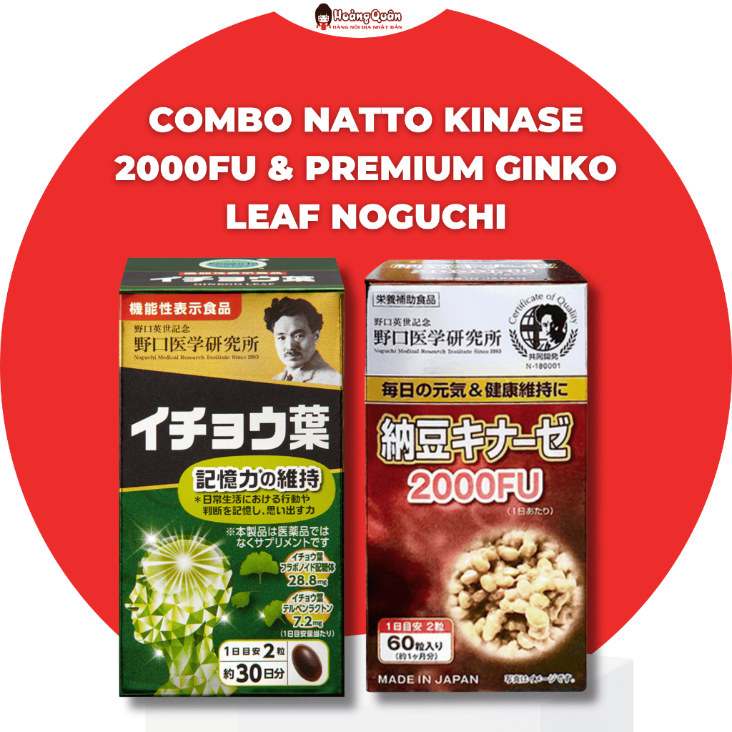 Combo Natto Kinase 2000FU & Premium Ginko Leaf Noguchi – combo tăng cường trí não, khoẻ tim mạch
