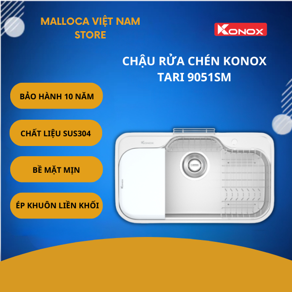 Chậu Rửa Bát Konox Tari 9051SM – Thiết Kế Dáng Tròn Mềm Mại – Inox SUS304 – Bề Mặt Trơn Mịn