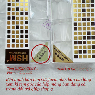 (Đọc kĩ thông số) Móng úp lẻ size HSM bầu nhám sẵn form nhỏ GD