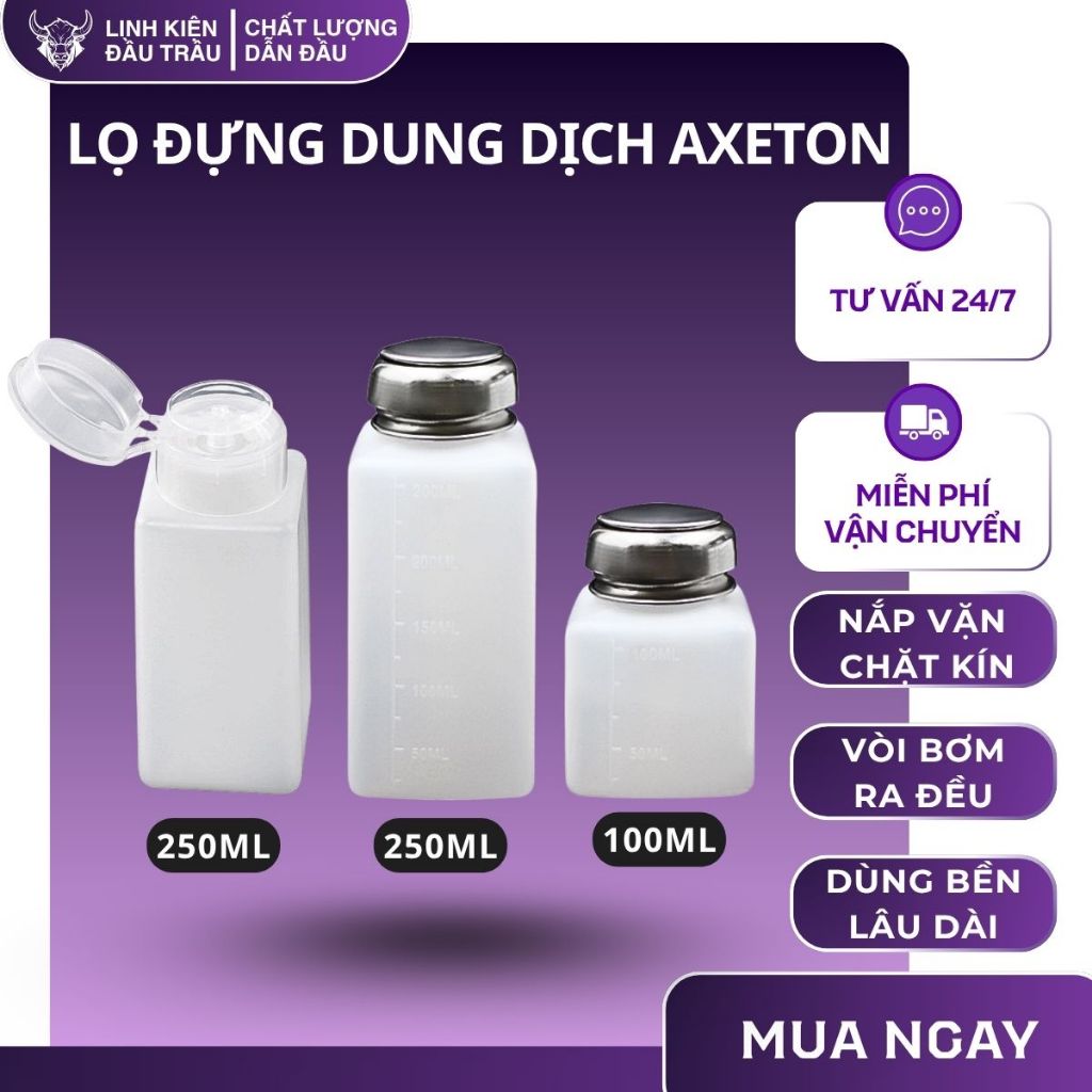 Hộp chiết đựng dung dịch axeton 100ml 250ml linh kiện đầu trâu