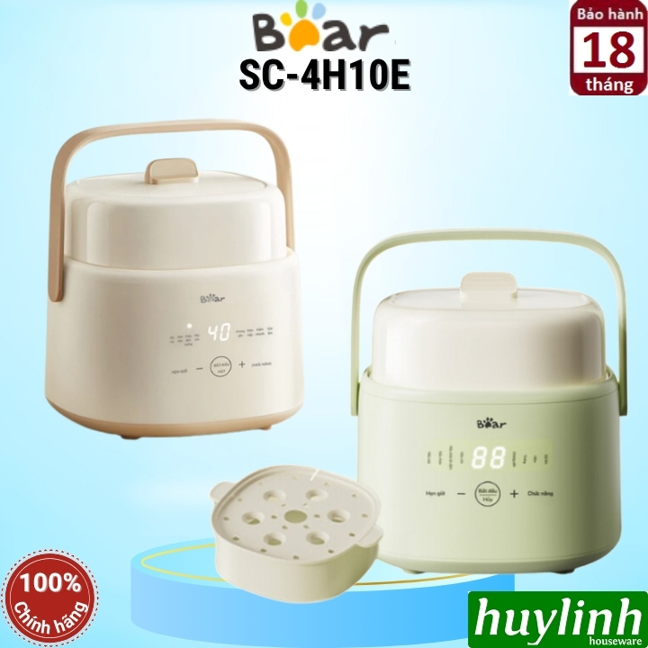 Nồi nấu chậm - chưng yến - nấu cách thuỷ Bear SC-4H10E - 1 lít - 7 chức năng - kèm xửng hấp