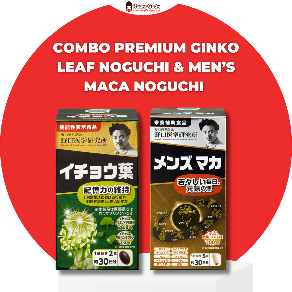 Combo Premium Ginkgo Leaf Noguchi & Men’s Maca Noguchi Nhật Bản – Hỗ Trợ Trí Nhớ & Thể Lực Nam Giới