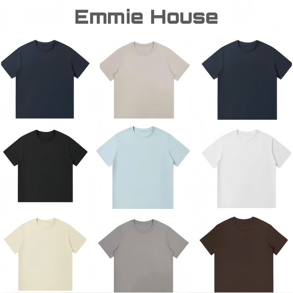 Áo Thun Trơn Boxy, Form Rộng Unisex 250Gsm Cotton, Thoáng Mát Emmie House