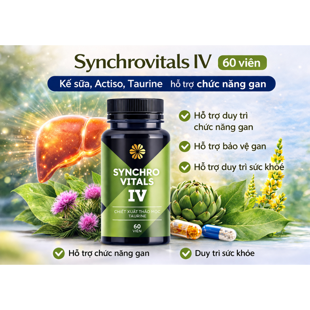 [GIẢM 10K] Hỗ trợ chức năng gan, bổ sung thảo dược Synchrovitals IV 60 viên
