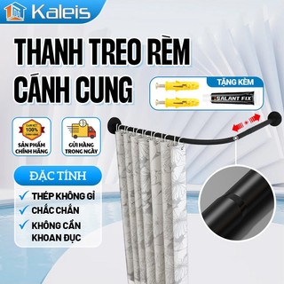 Kaleis Thanh Treo Rèm Nhà Tắm Chữ L Co Giãn 70-130cm Không Cần Khoan, Chống Trượt, Dễ Lắp Đặt