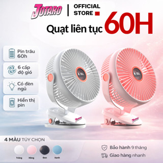 [QUẠT LIÊN TỤC 60 GIỜ] Quạt Tích Điện Kẹp Loại To JOTARO J28 Pin Trâu, 6 CẤP GIÓ, Đèn RGB, Màn hình LED, Lồng Quạt 22Cm