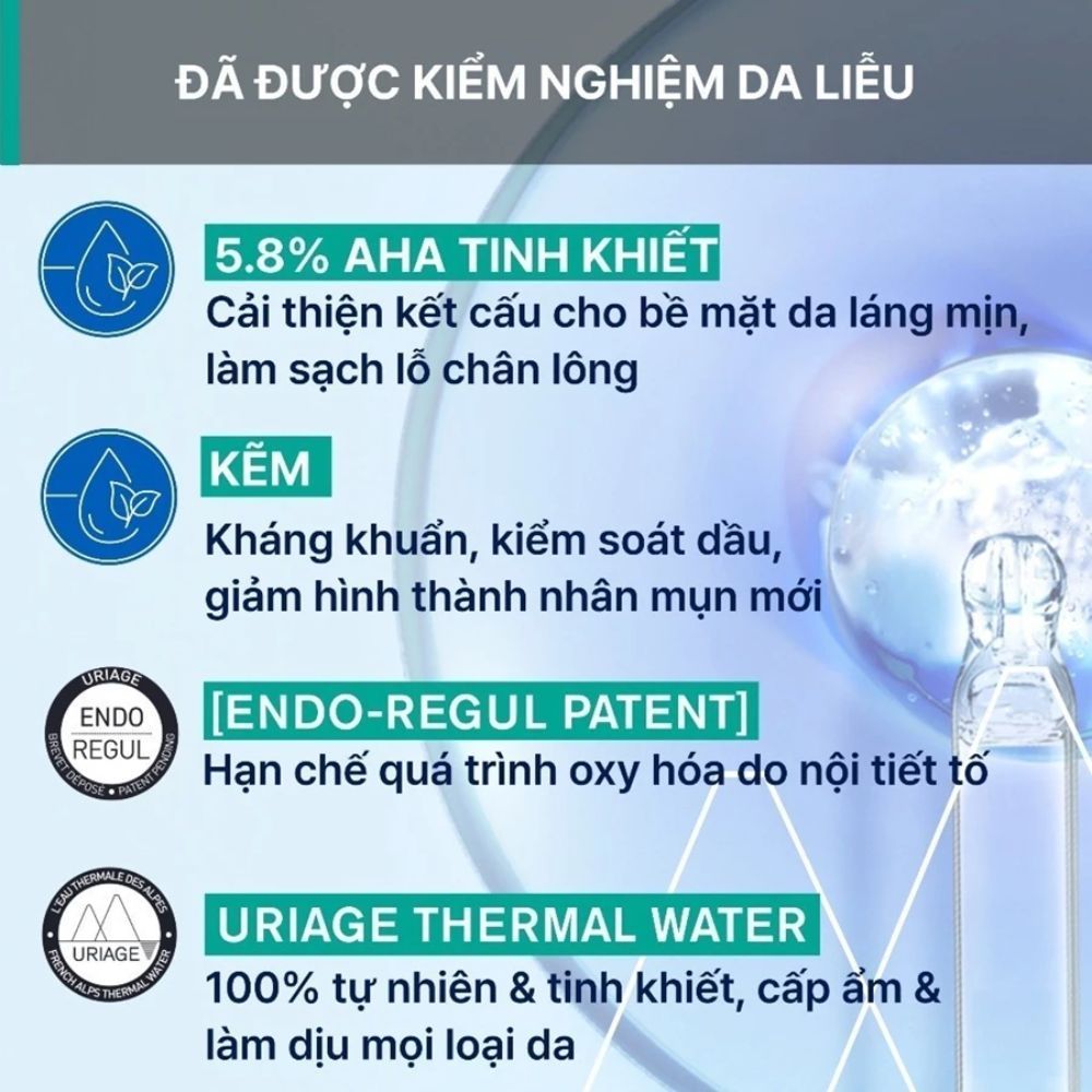 Ảnh 5 của Serum Uriage Hyseac Booster giảm mụn, thu nhỏ lỗ chân lông cho da nhờn, da nhạy cảm, 30ml
