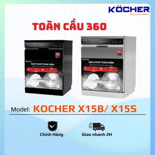 Máy Rửa Bát KOCHER KDEU X15B / X15S - Rửa siêu sạch - Diệt Khuẩn UV 99,99% - AI thông minh + Động cơ Inverter Turbo X