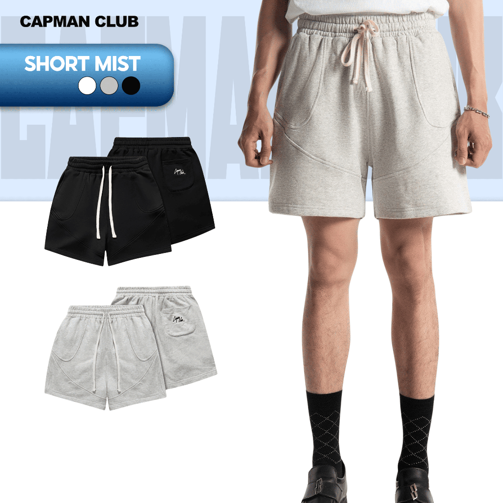 Quần short nam phom rộng MIST vải nỉ chân cua CAPMAN CLUB, quần đùi nam trên gối trẻ trung thoải mái