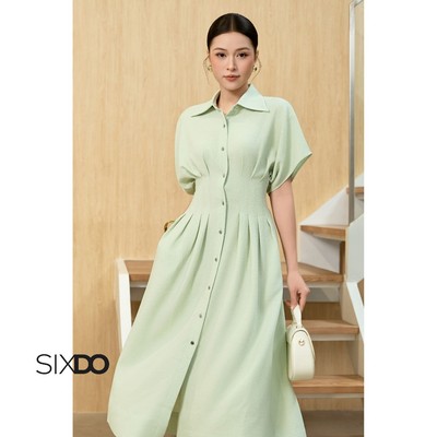Đầm sơ mi xanh mint tay cánh dơi dáng xòe SIXDO (Light Mint Woven Flared Dress)