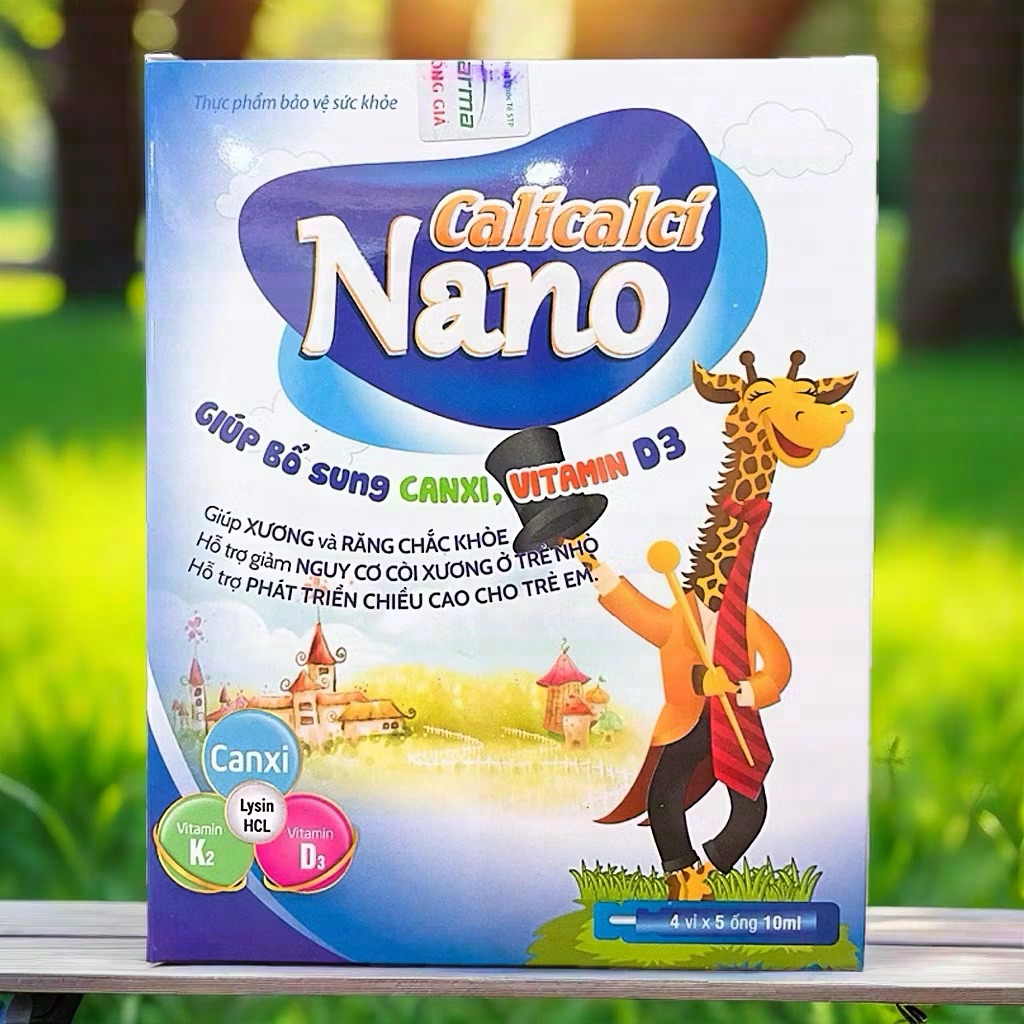 Canxi Nano MK7-D3 (hộp 20 ống) giúp bổ sung canxi, vitamin cho bé
