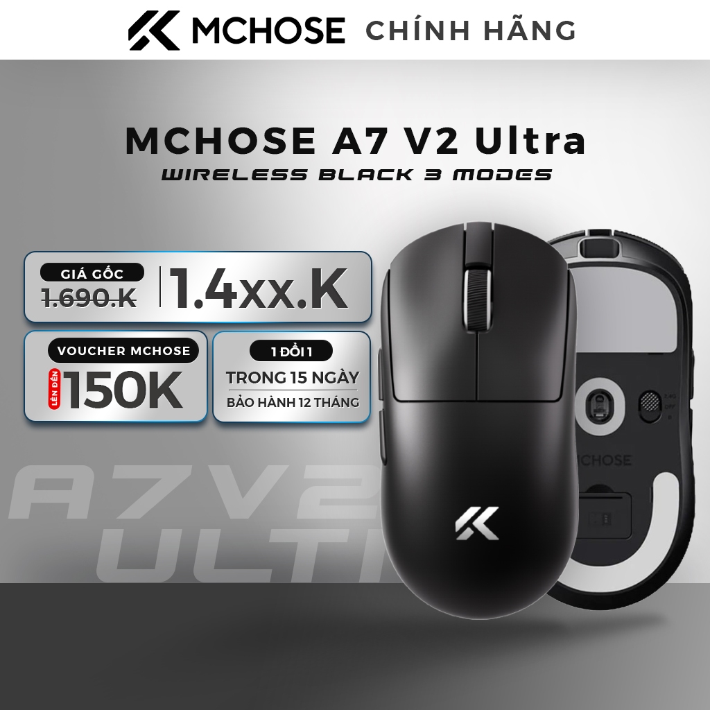 Chuột Gaming MCHOSE A7 V2 Ultra Wireless - 3 Modes