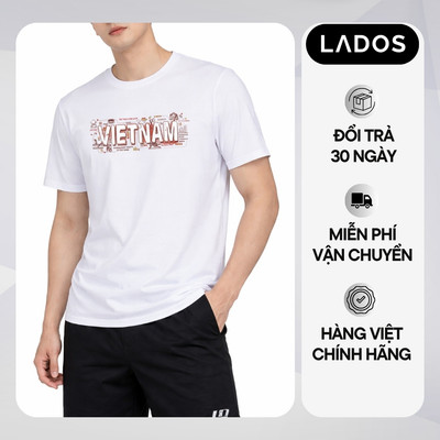 Áo Thun Cổ Tròn Unisex LADOS-9261 In Hình VIETNAM 2026 Chất Thun 2 Chiều 100% Cotton Thấm Hút Mồ Hôi, Đi Làm Đi Chơi
