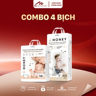4 Bịch Tã Honey Premium Cho Bé Đủ Size Từ Newborn Đến XXXXL, 38-66 Miếng