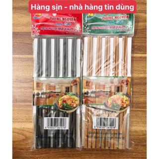 Vỉ 10 đôi đũa gỗ cao cấp Phùng Nguyên  (Đen và Vàng)