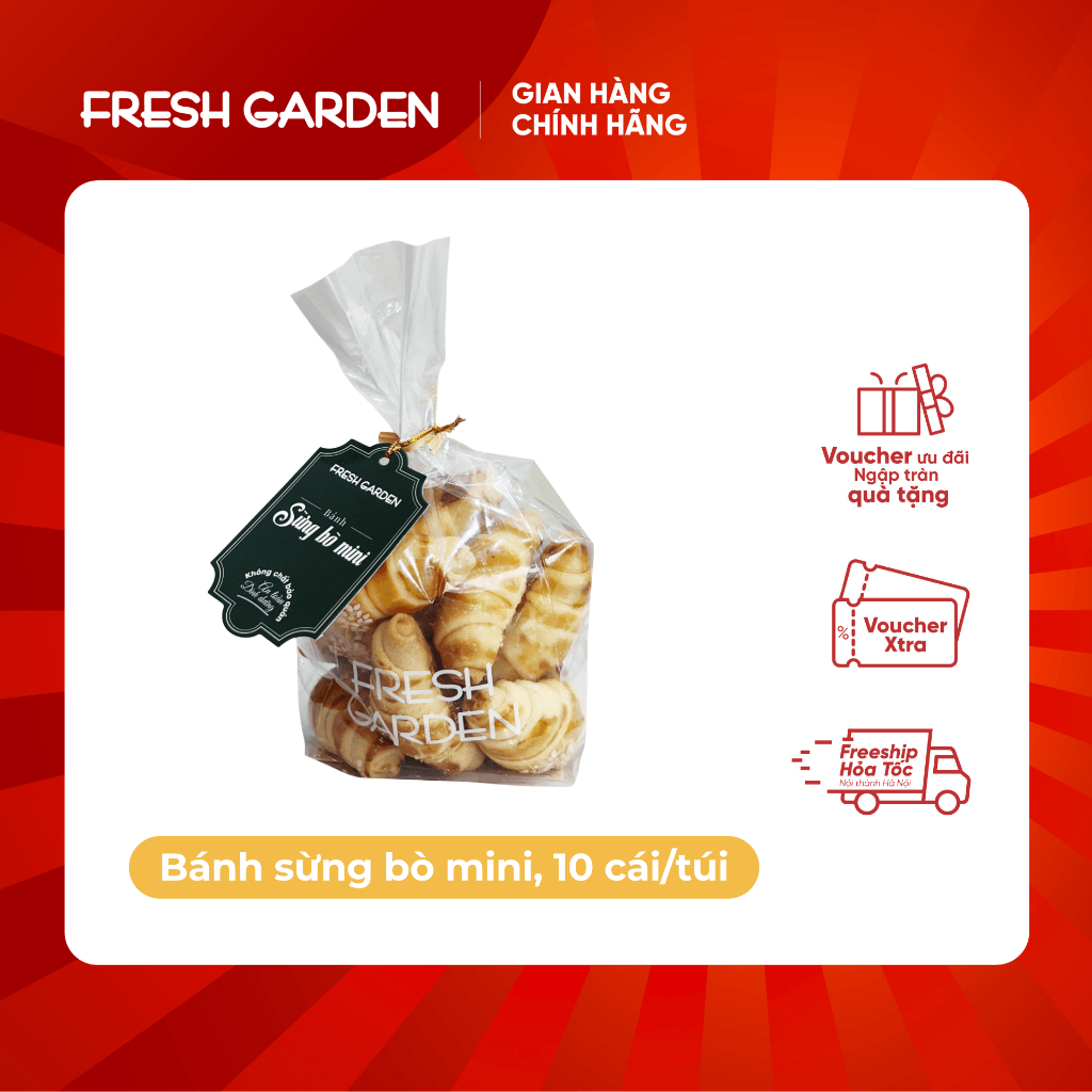 Bánh sừng bò Mini Fresh Garden, Túi 12 cái