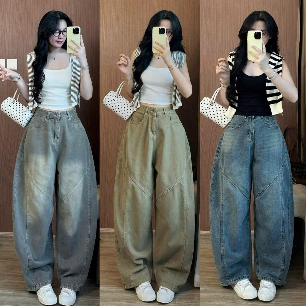 Quần jeans thụng ống cong 3 màu hottrend tôn dáng, hàng loại 1_Myan store