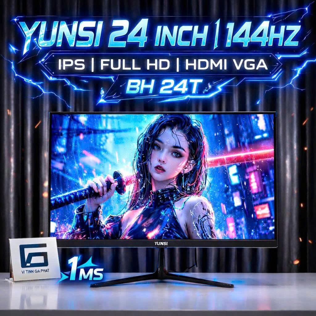 Màn hình gaming LCD YUNSI 24 inch 120hz 144hz IPS 1ms FHD new box - Y240AK Y240WSG inch 24"