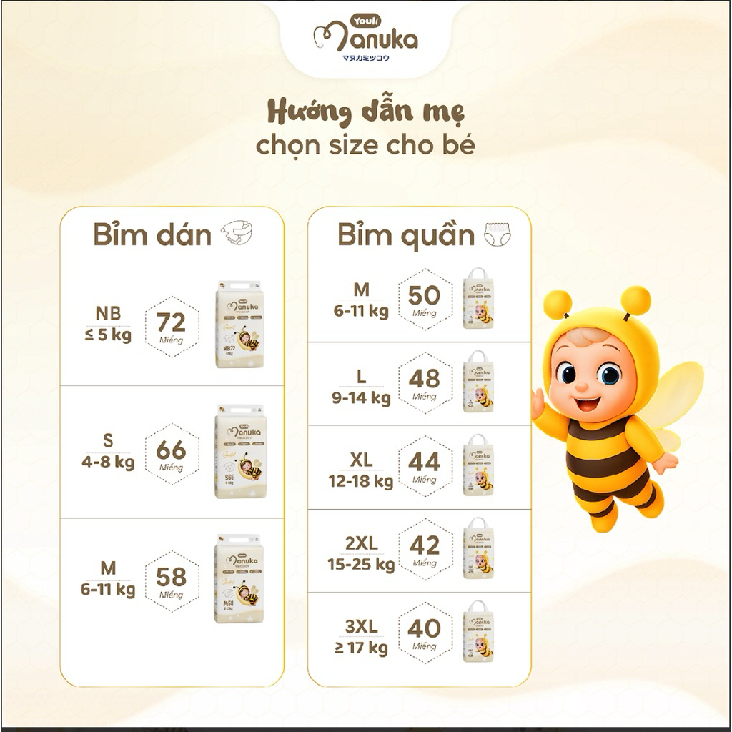 Bỉm Manuka Limited chính hãng mềm thấm hút tốt cho bé