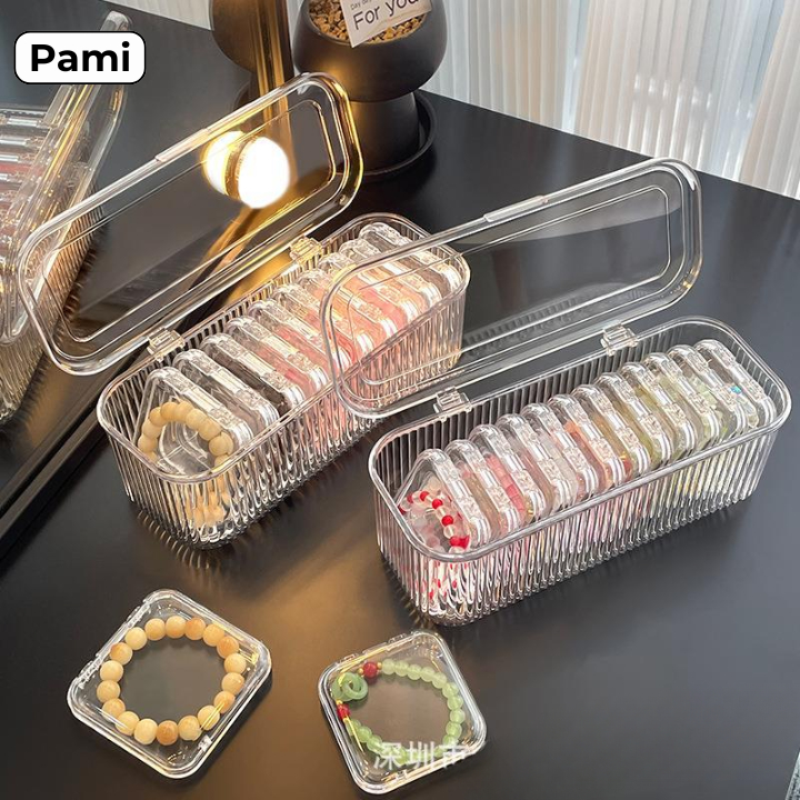 Hộp Đựng Trang Sức Trong Suốt – Khay Nhựa Có Nắp Gài Chống Bụi Pami Đa Năng