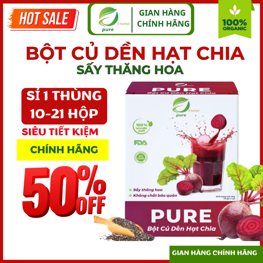 [CHÍNH HÃNG - GIÁ SỈ] THÙNG 21 HỘP BỘT CỦ DỀN HẠT CHIA SẤY THĂNG HOA EHERBAL NGUYÊN CHẤT 100%