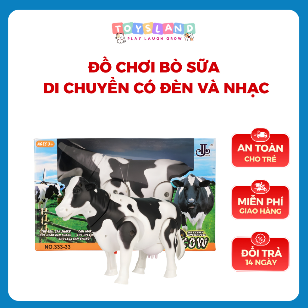 Đồ chơi con bò chạy pin biết đi, có đèn, phát âm thanh vui nhộn cho bé, đồ chơi con bò pin