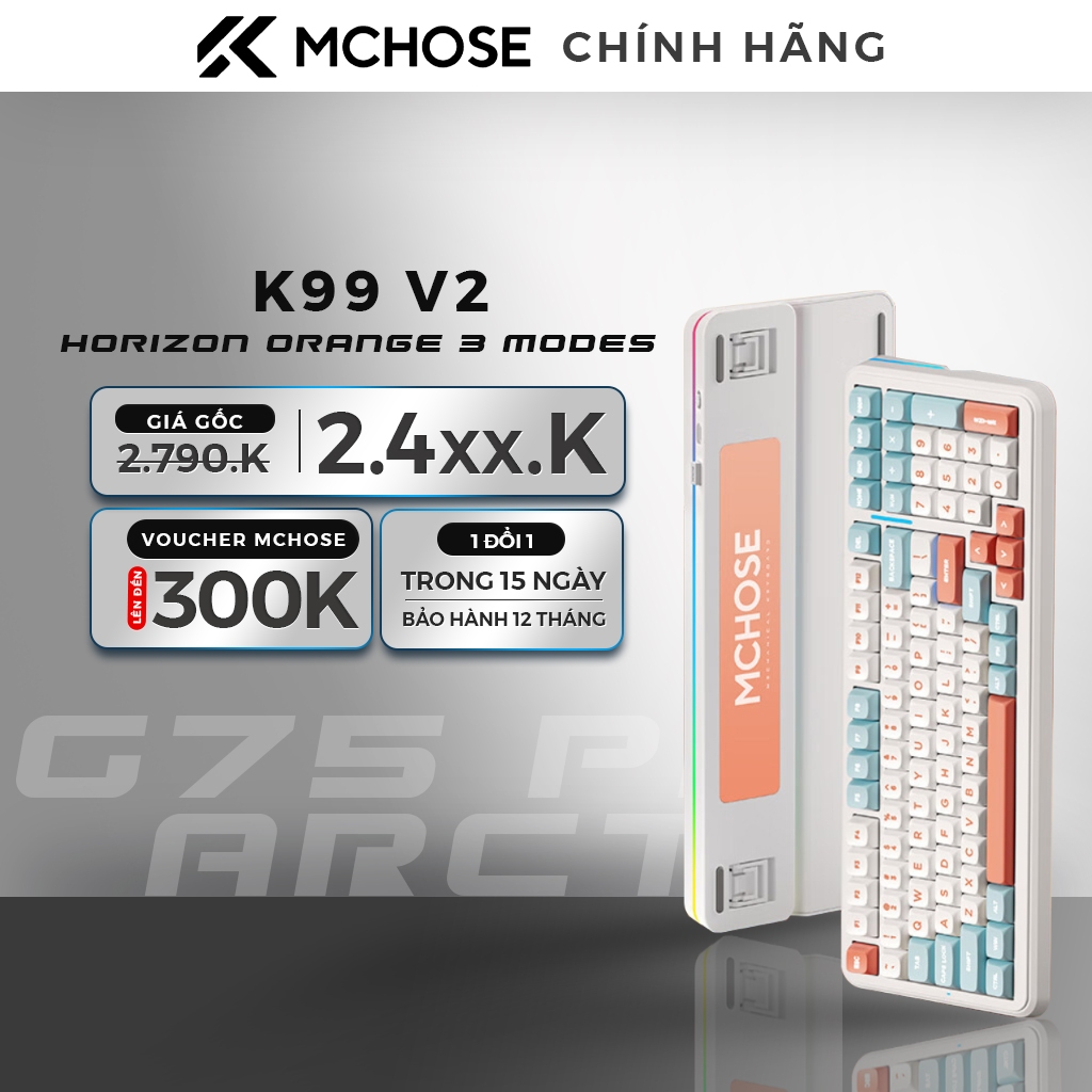 Bàn phím cơ MCHOSE K99 V2 - Horizon Orange - 3 Modes