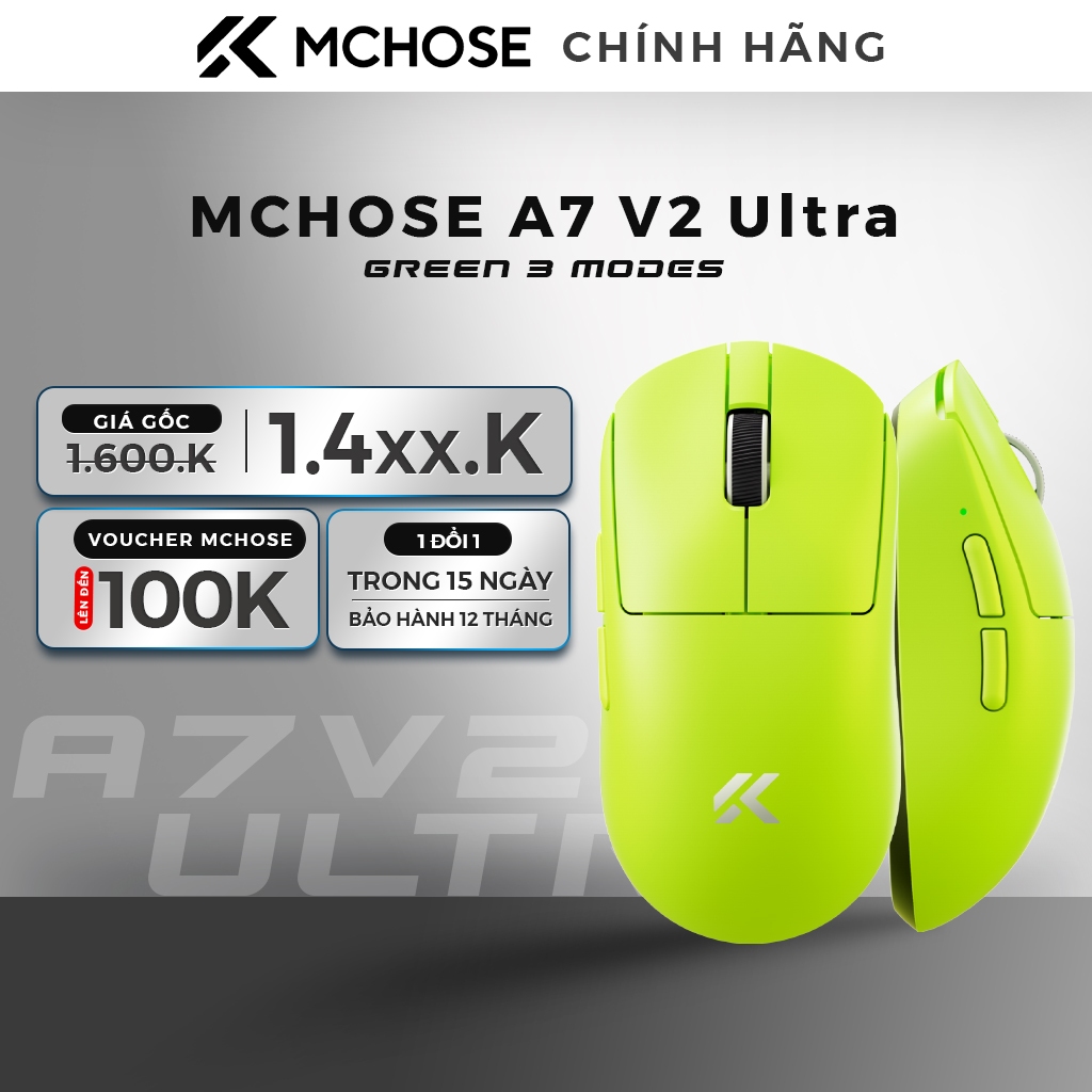 Chuột Gaming MCHOSE A7 V2 - Green - 3 Modes