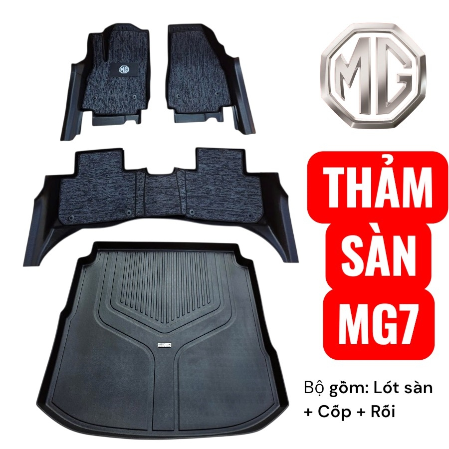 MG7: TRỌN BỘ Thảm lót sàn, cốp MAXXCAR nhựa TPE nguyên sinh đúc 5D tràn viền cho xe MG7 2024,2025+