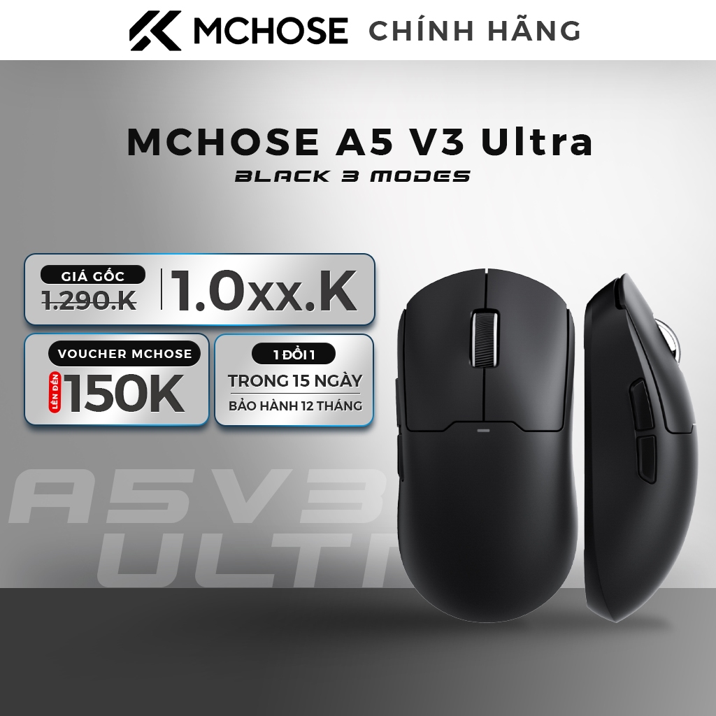 Chuột Gaming MCHOSE A5 V3 Ultra - Black - 3 Modes
