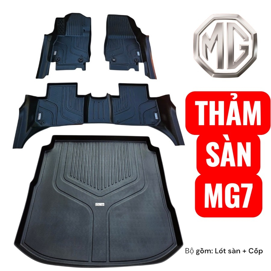 MG7: TRỌN BỘ Thảm lót sàn + Cốp + Rối MAXXCAR nhựa TPE nguyên sinh đúc 5D tràn viền cho xe MG7 2024+