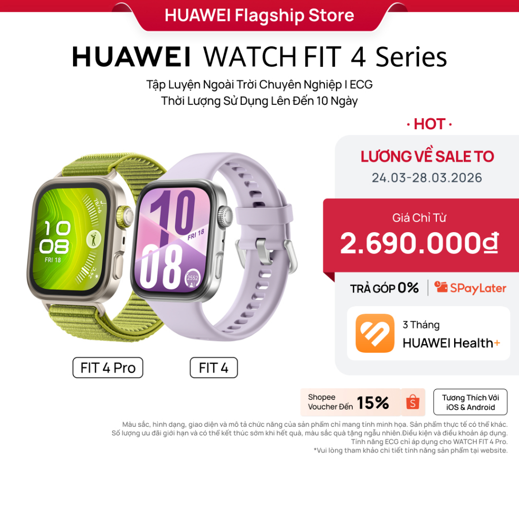 Đồng Hồ Thông Minh HUAWEI WATCH FIT 4 Series | Mỏng Nhẹ | Thể Thao & Sức Khỏe | Lên Đến 10 Ngày Sử D