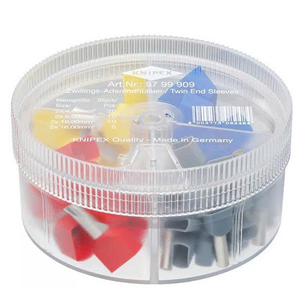 Hộp đầu cos đôi cách điện Knipex 97 99 909, 4 sizes, 45 cái