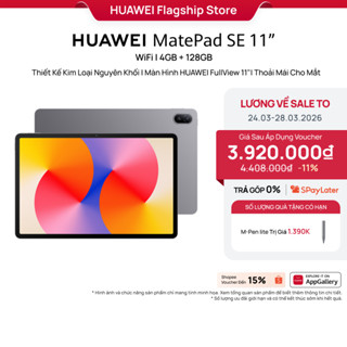 Máy tính bảng HUAWEI MatePad SE 11”| Thiết Kế Kim Loại Nguyên Khối||Màn Hình HUAWEI FullView 11" Thoải Mái Cho Mắt