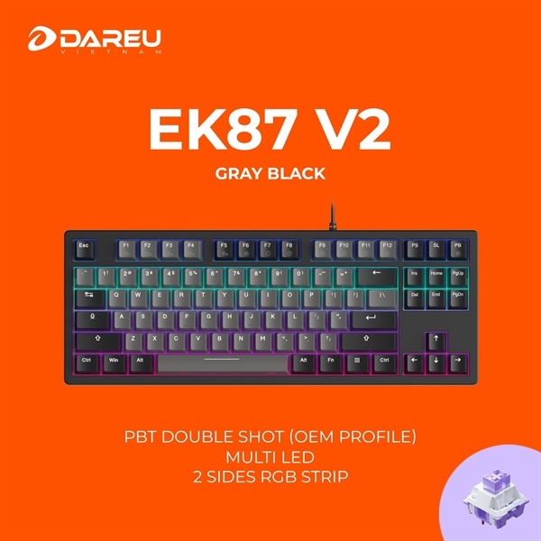 Bàn phím cơ Dareu EK87L V2 / EK87 Multiled Đen Black
