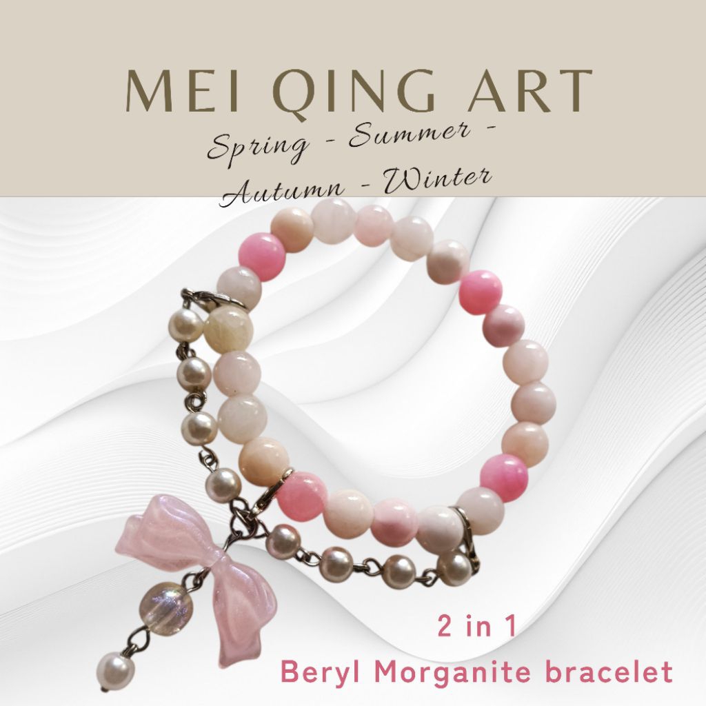 𝗠𝗲𝗶𝗤𝗶𝗻𝗴𝗔𝗿𝘁 Vòng Tay Đá Beryl Morganite dễ thương