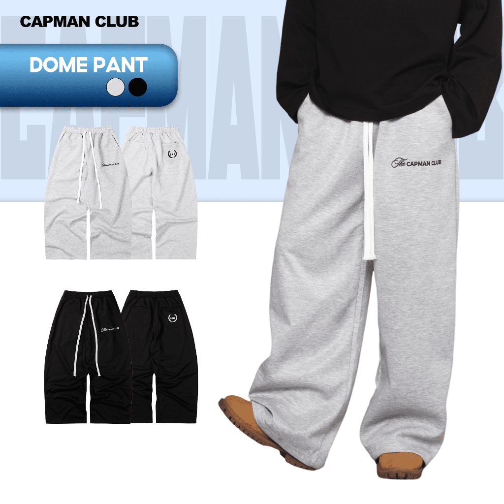Quần nỉ ống rộng nam nữ DOME chất nỉ 2 da CAPMAN CLUB, phom rộng unisex dễ mặc dễ phối đồ