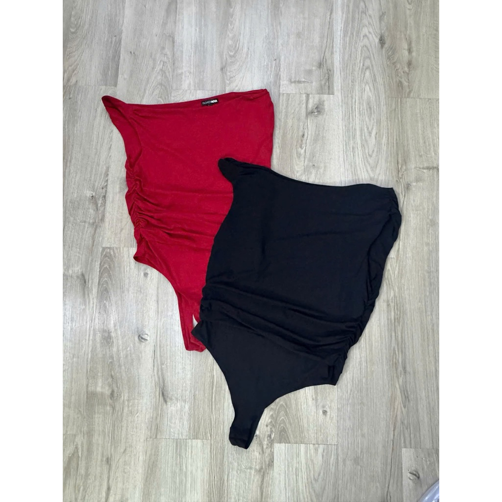 [Có Bigsize][Virusplussize] Bodysuit fashion chéo vai nhún eo hack dáng bigsize