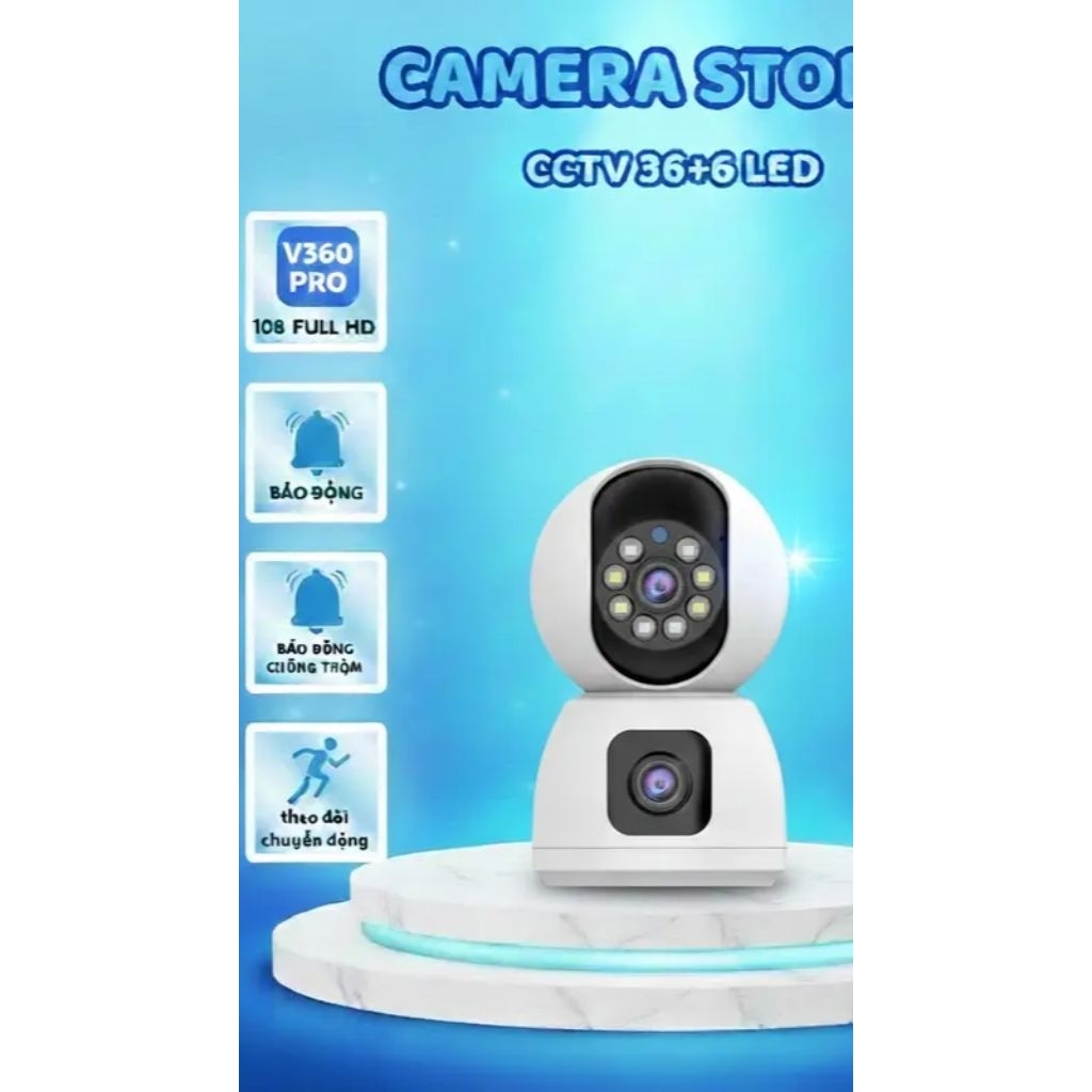 Camera 2 Mắt Trong Nhà Và Ngoài Tời V360 Pro 6Mpx Full Hd 4K - không kèm thẻ nhớ