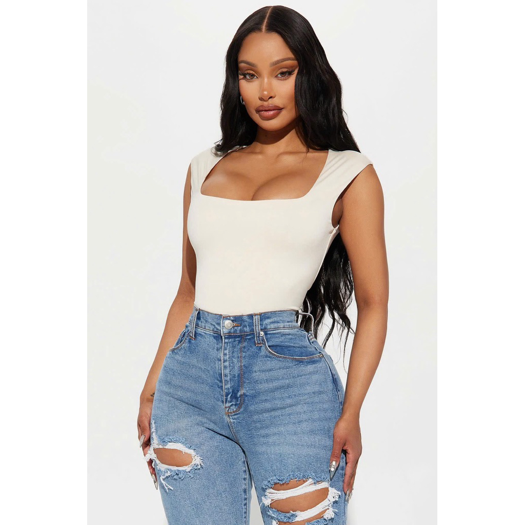 [Có Bigsize][Virusplussize] Bodysuit Fashion cổ vuông thun dày dặn co giãn bigsize