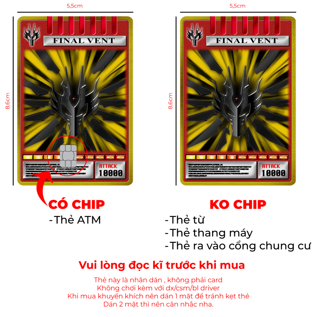 Skin Rider Card ATM - Final Vent Ryuga Survive ATM | Miếng Dán Thẻ ATM Phong Cách Kamen Rider