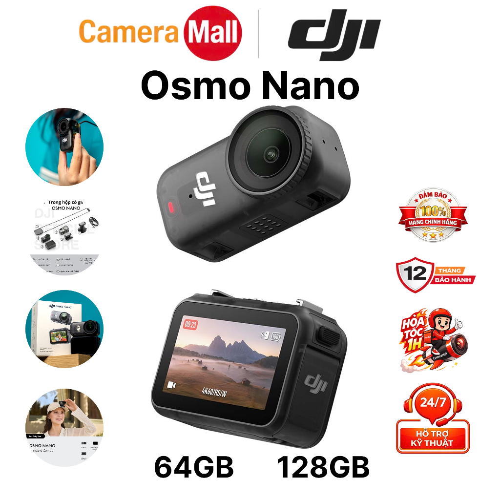 DJI Osmo Nano 128GB / 64GB - Camera Đeo Thông Minh Siêu Nhỏ Gọn | Quay 4K | AI Tracking | Chính Hãng BH 12 Tháng | BigBuy360 - bigbuy360.vn