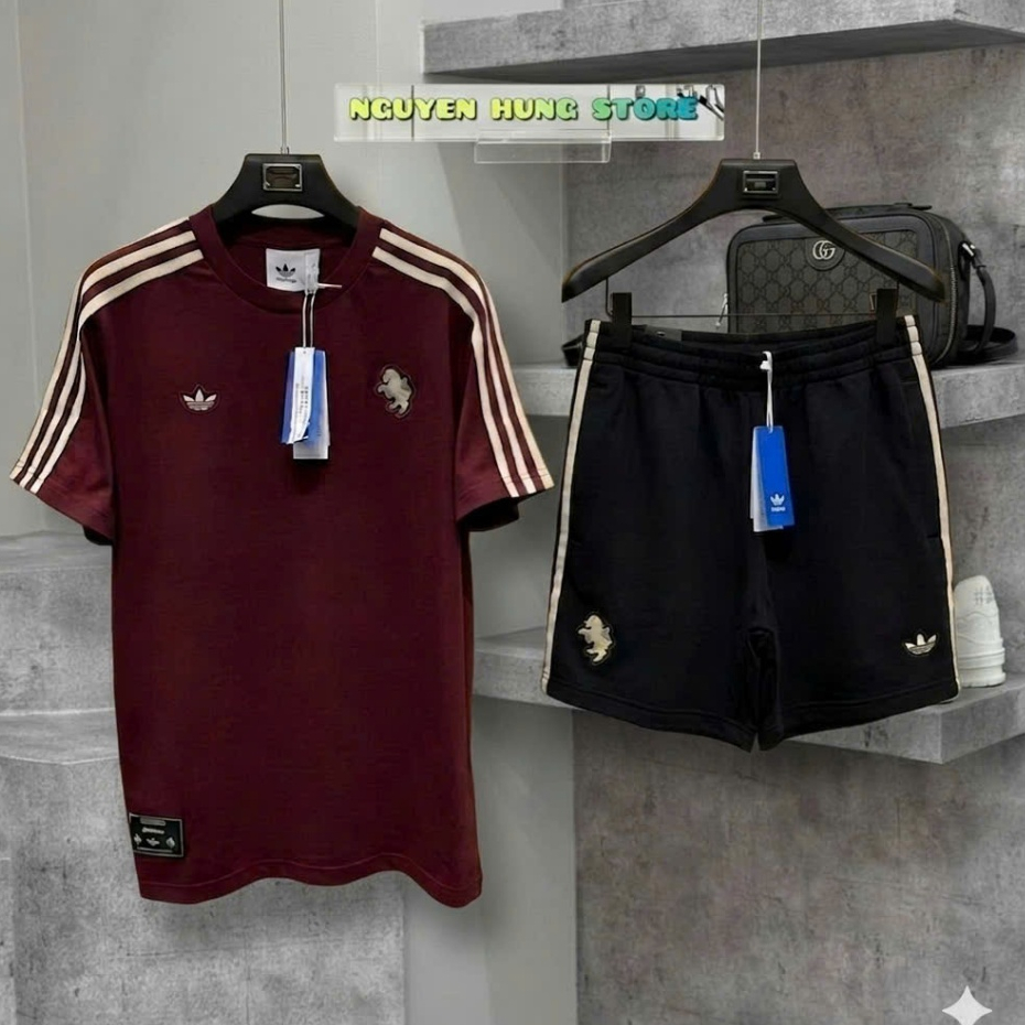 Bộ Thun Hè THể Thao Juv&etu Đỏ, Rêu, Đen Phối Cao cấp Logo thêu Cực Nét,Bộ Nam hè chất vải mềm mịn Nam co giãn 4 chiều