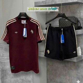 Bộ Thun Hè THể Thao Juv&etu Đỏ, Rêu, Đen Phối Cao cấp Logo thêu Cực Nét,Bộ Nam hè chất vải mềm mịn Nam co giãn 4 chiều