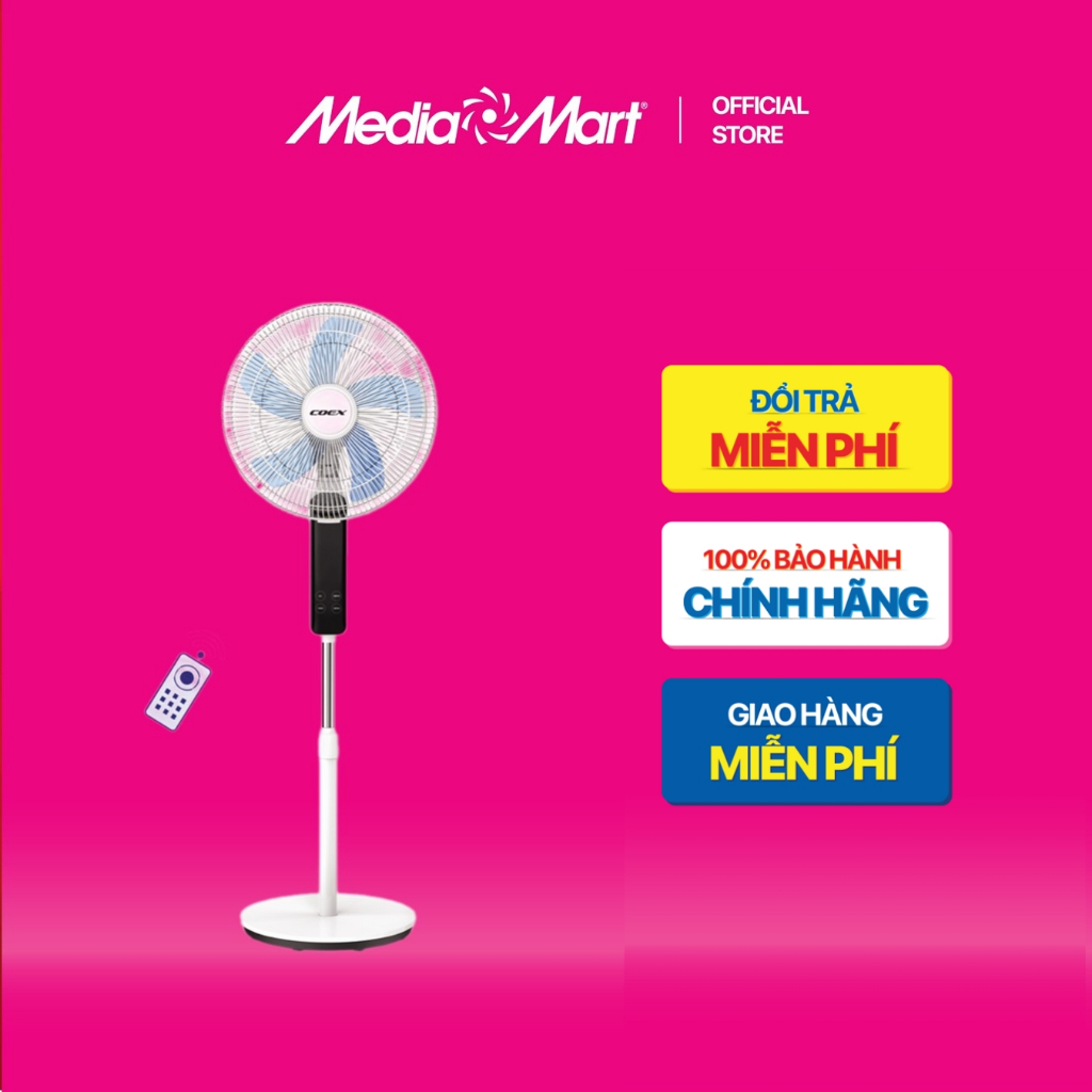 [ Mediamart Mall ] Quạt cây 5 cánh Coex CF-7120A (Màu trắng đen, Điều khiển từ xa) BH chính hãng,Shi