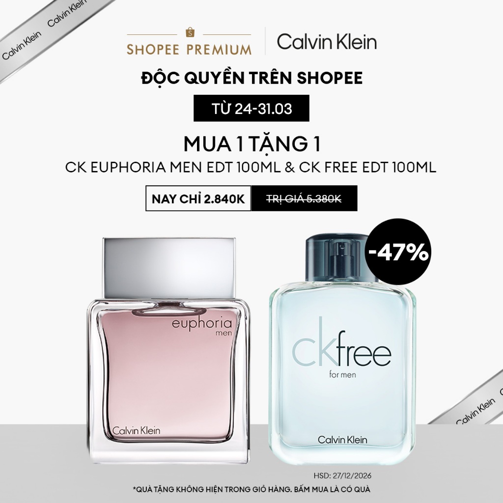 [MUA 1 TẶNG 1] Nước Hoa Nam Calvin Klein Euphoria Men EDT 100ml TẶNG Nước Hoa Nam Calvin Klein CK Fr