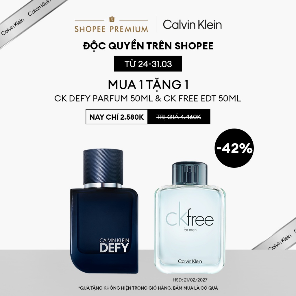 [MUA 1 TẶNG 1] Nước Hoa Nam Calvin Klein Defy Parfum 50ml TẶNG Nước Hoa Nam Calvin Klein CK Free EDT