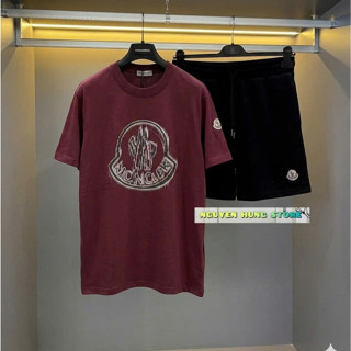 Đồ Bộ Tay Cộc Nam Chính hãng Mon@CeLE Than Chữ Thêu Cổ Siêu Đẹp, Bộ Hè Nam 85% Cotton nhẹ Cực Mát Thoải dày dặn Chất