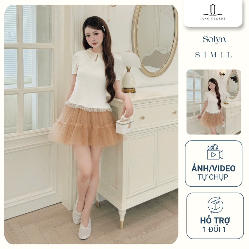 [JANG CLOSET] Chân váy xoan 2 tầng xinh xắn, mềm mịn mặc đi chơi Solyn by Jang closet